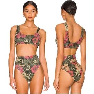 NEW BEACH RIOT Metallic Honolulu Hibiscus bikini Set Peyton Top Highway Bottom M